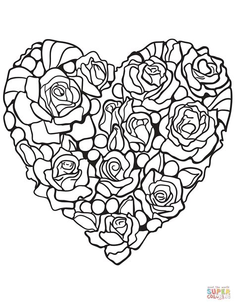 roses and hearts coloring pages