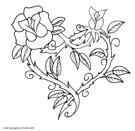 roses and hearts coloring pages