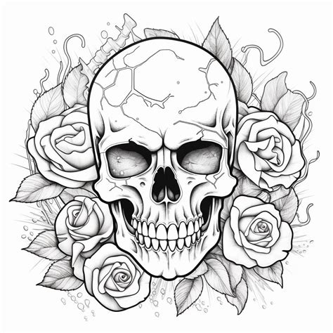 roses and skulls coloring pages