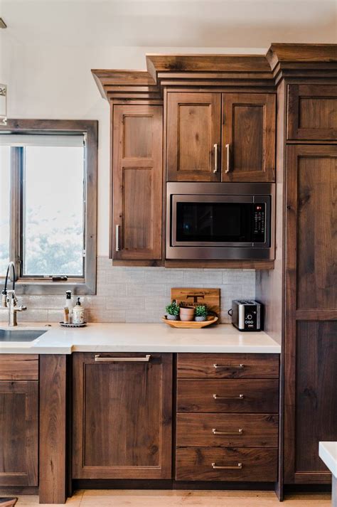 rustic walnut kitchen cabinets