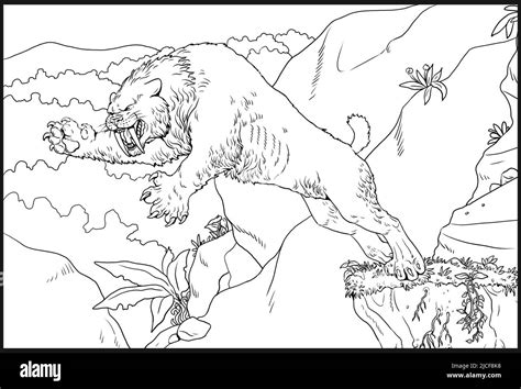 saber tooth tiger coloring page