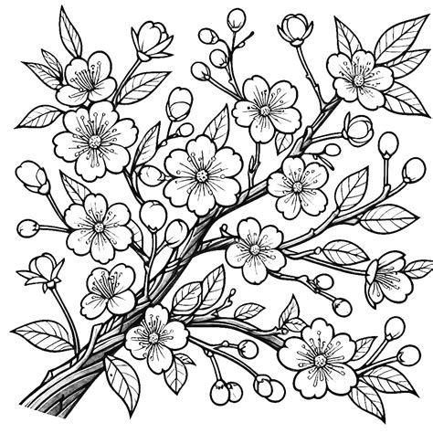 sakura flower coloring pages