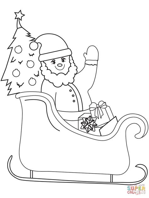 santa in his sleigh coloring pages