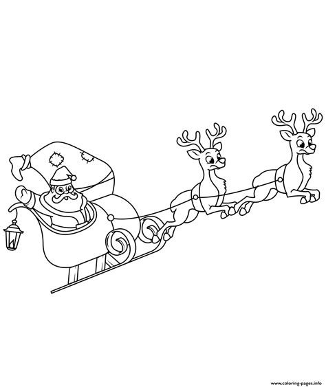 santa on his sleigh coloring pages