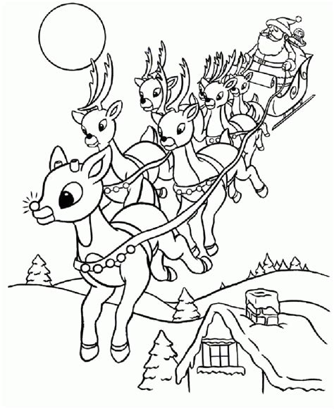 santa rudolph coloring pages