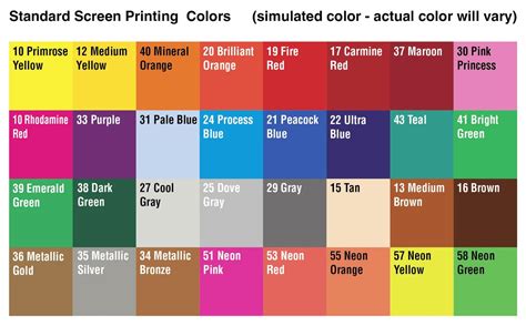 screen printing colors