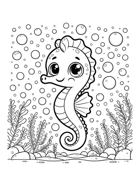 sea horse coloring page