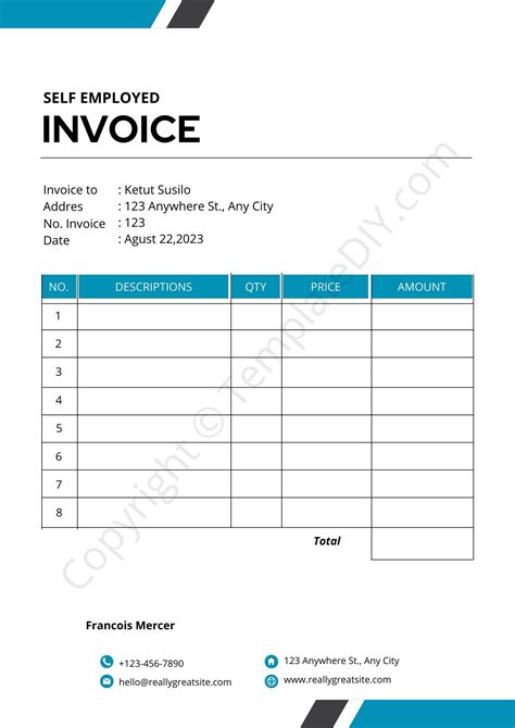 Self Employed Invoice Template Word
