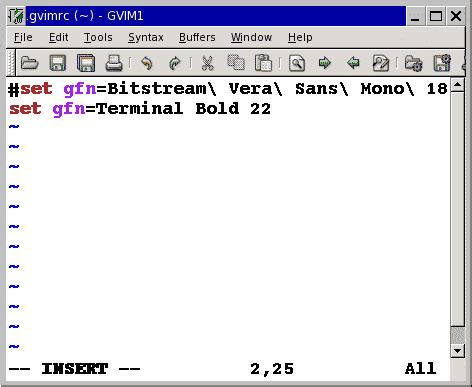 set gvim font in vimrc file