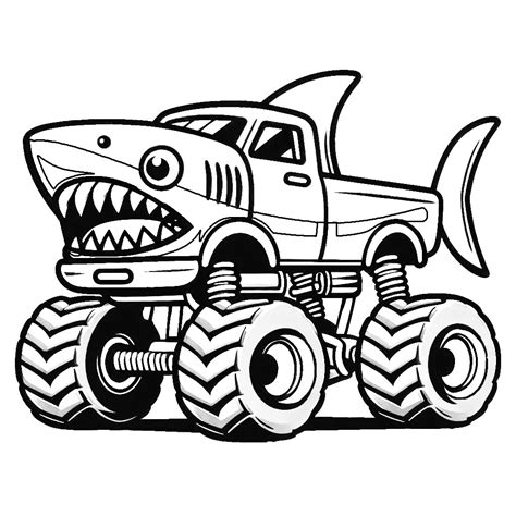 shark monster truck coloring pages