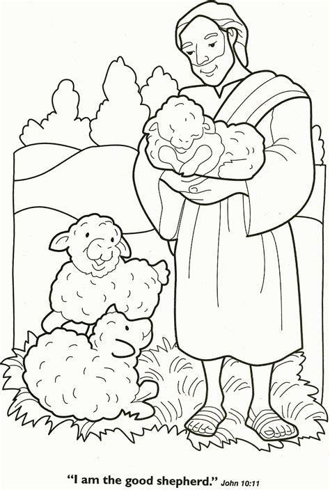 shepherd and sheep coloring page