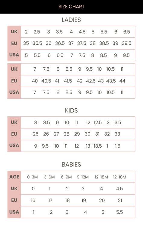 Shoe Size Chart Guide