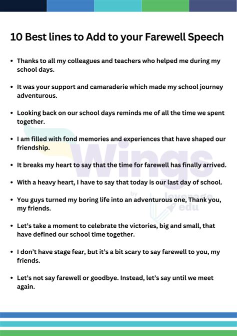 short best farewell speech to colleagues in office