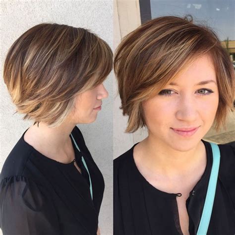 short bob for fine hair and round face