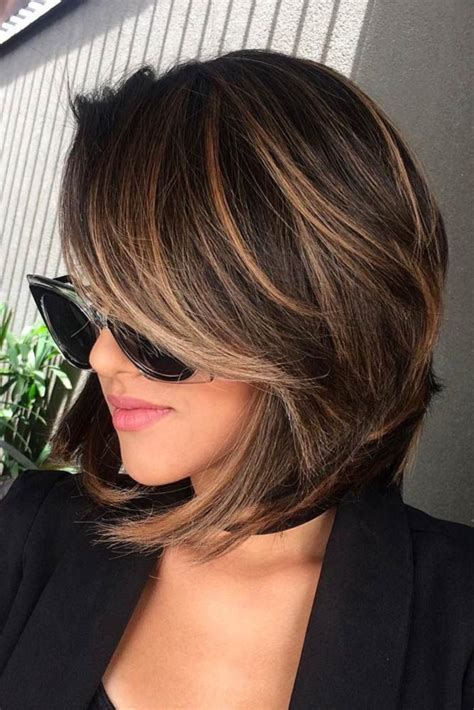 short brunette hairstyles with highlights
