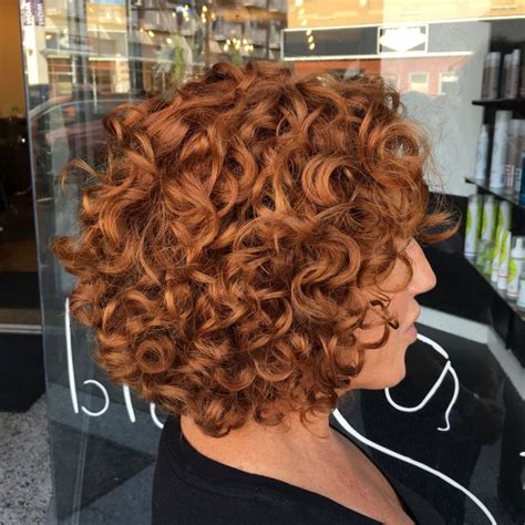 short curly red bob