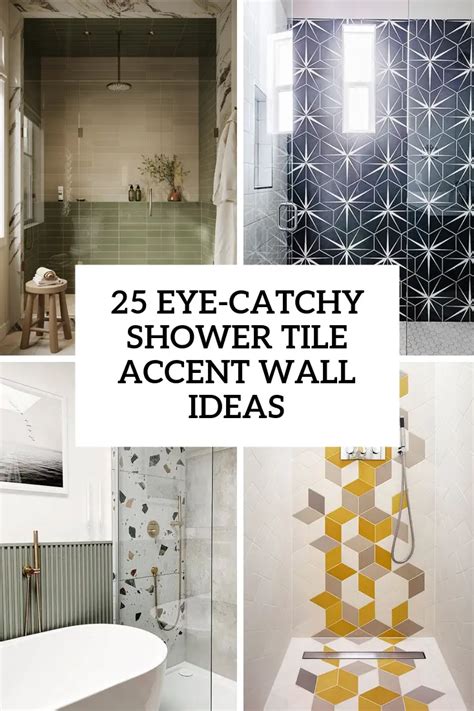 shower with accent wall