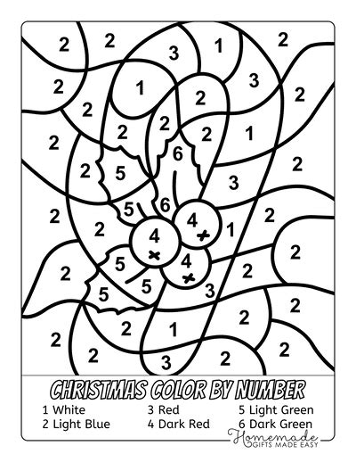 simple christmas color by number
