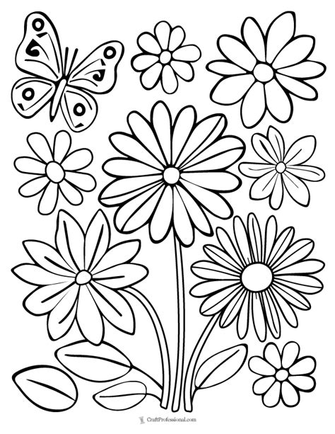 simple flowers coloring pages