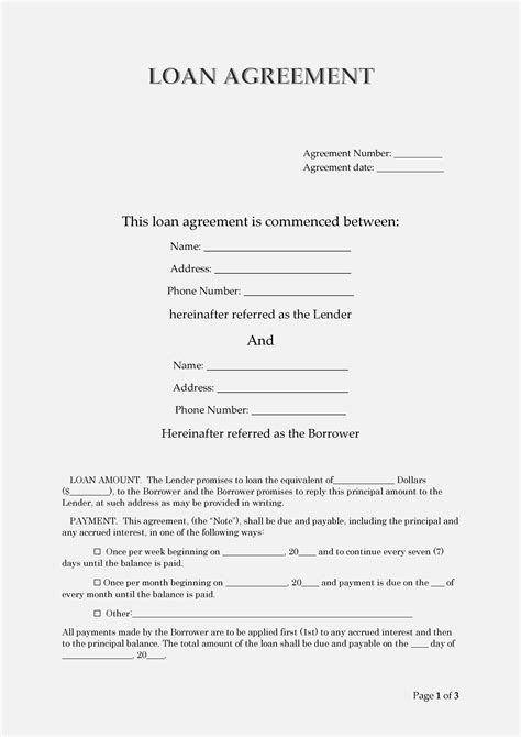 Simple Loan Document Template