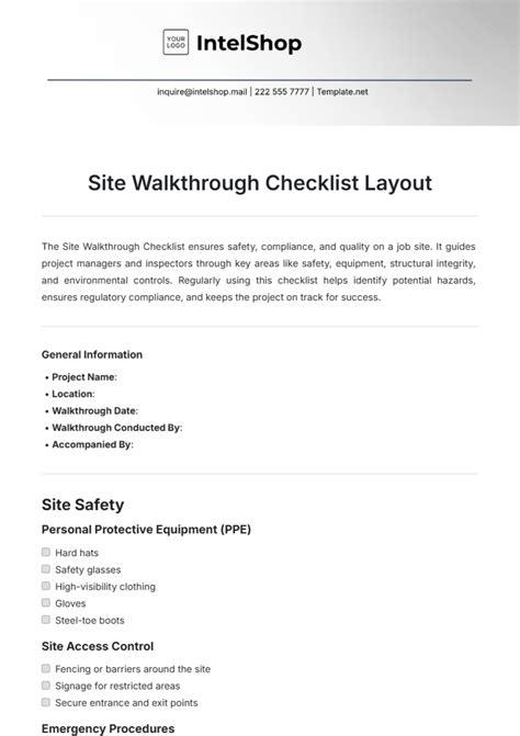 Site Walkthrough Checklist