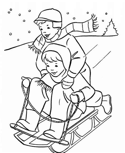 sledding coloring pages