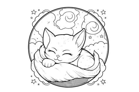 sleeping cat coloring page