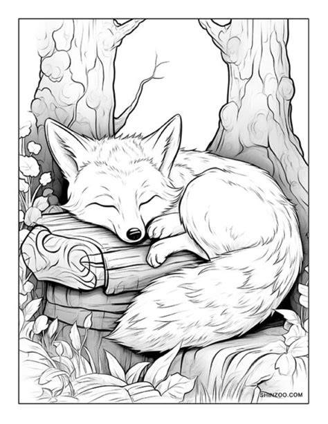 sleeping fox coloring page