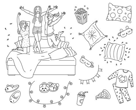 sleepover coloring pages