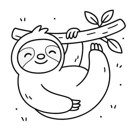 sloth coloring page easy