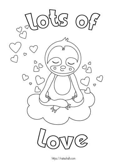 sloth valentine coloring pages