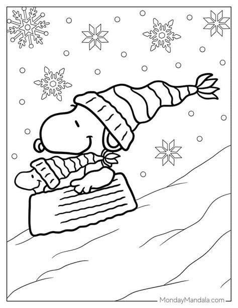 snoopy and woodstock christmas coloring pages