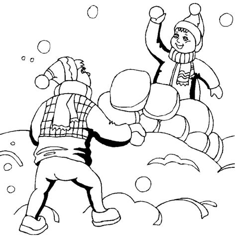 snowball fight coloring pages