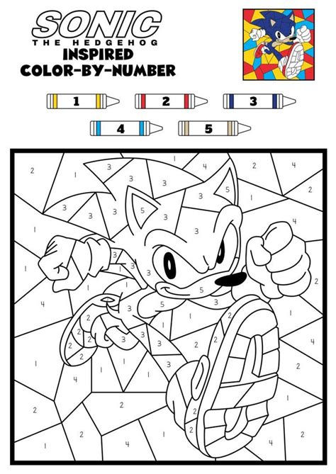 sonic color by number coloring pages