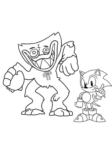 sonic huggy wuggy coloring pages