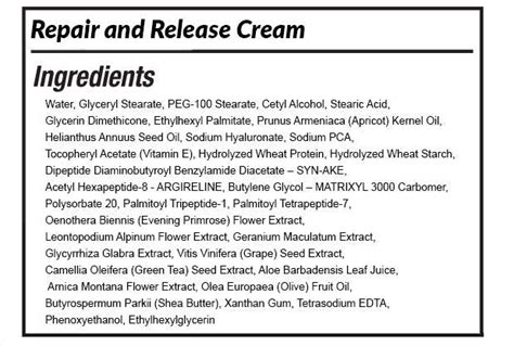 south beach skin lab repair and release cream ingredients