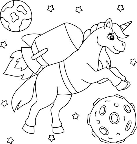 space unicorn coloring pages