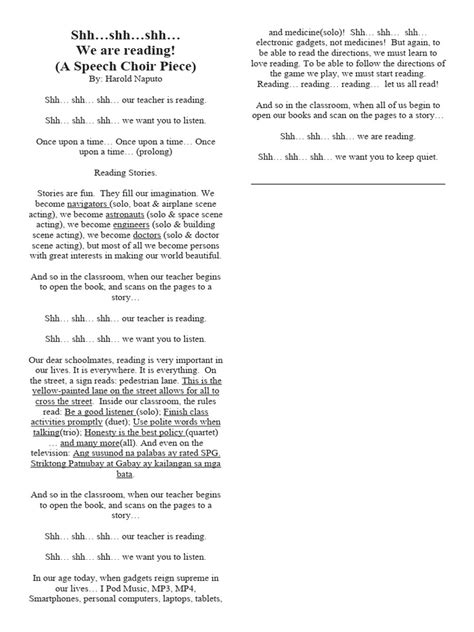 speech choir piece for elementary free