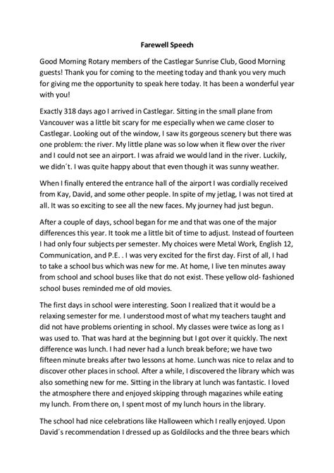 speech for farewell