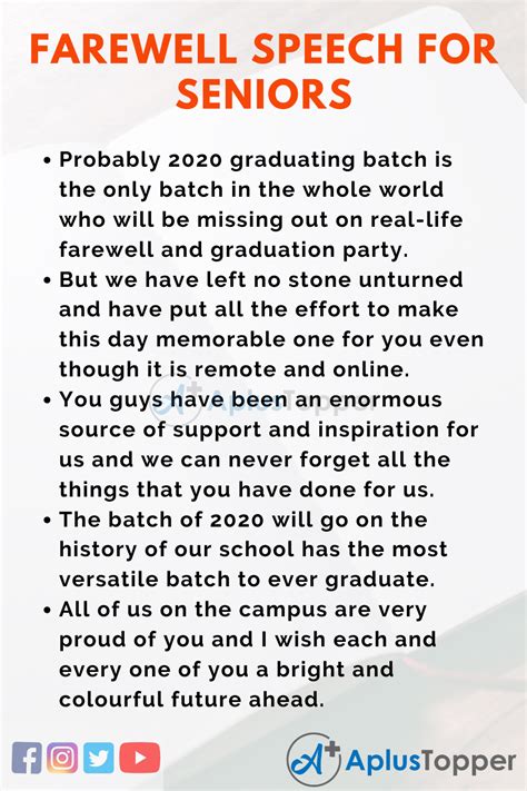 speech for farewell for seniors