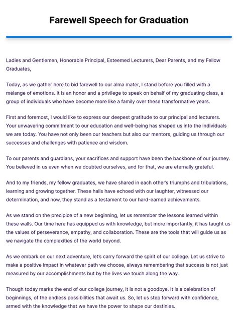 speech for farewell for students