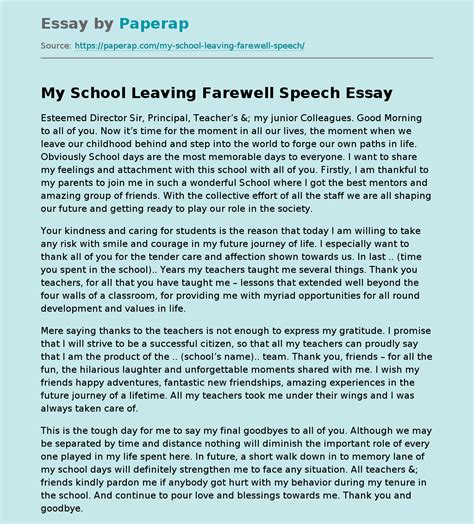 speech for farewell in school