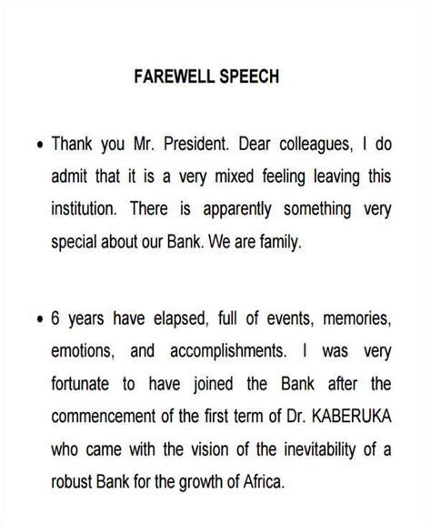 speech for farewell party