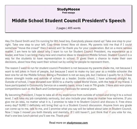speech for student council vice president