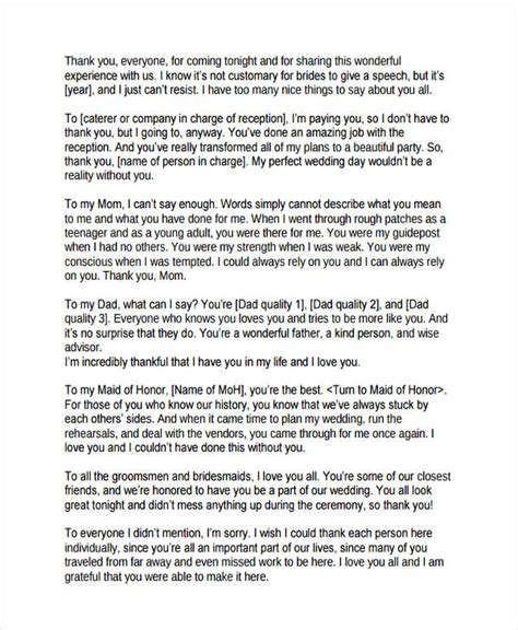 speech for wedding reception