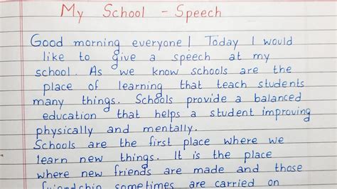 speech in english for students in school