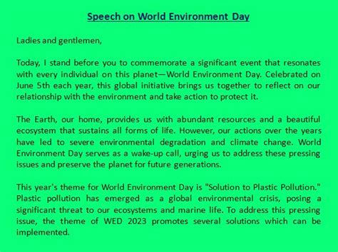 speech on environmental day