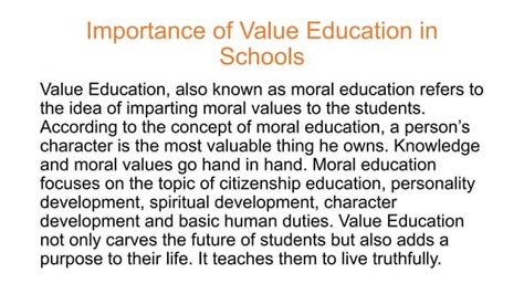 speech on importance of value education for class 8