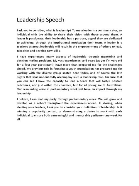speech on leadership for students