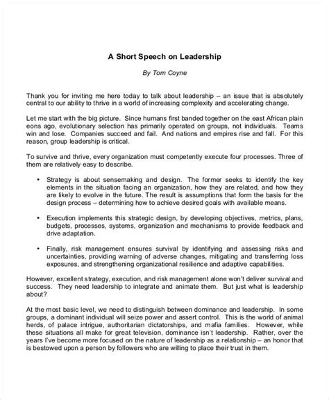 speech on leadership in school